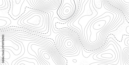 Topographic map. Line contour geographic map pattern with elevation levels.Abstract vector geographic topo wavy grid gray relief texture.. Luxury gold abstract line art on transparent background image