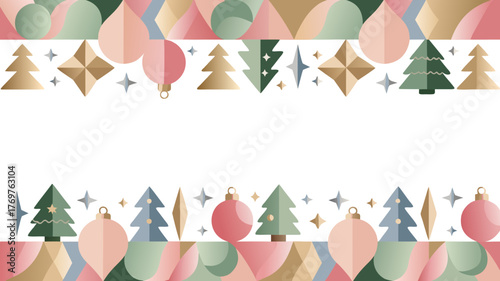 Christmas frame with festive decorations and space for text on a with background