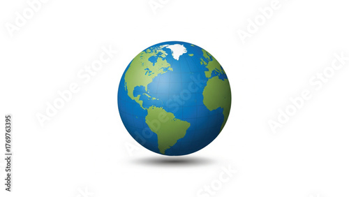 A detailed, realistic 3D rendering of planet Earth, showcasing continents and oceans against a clean white background.
