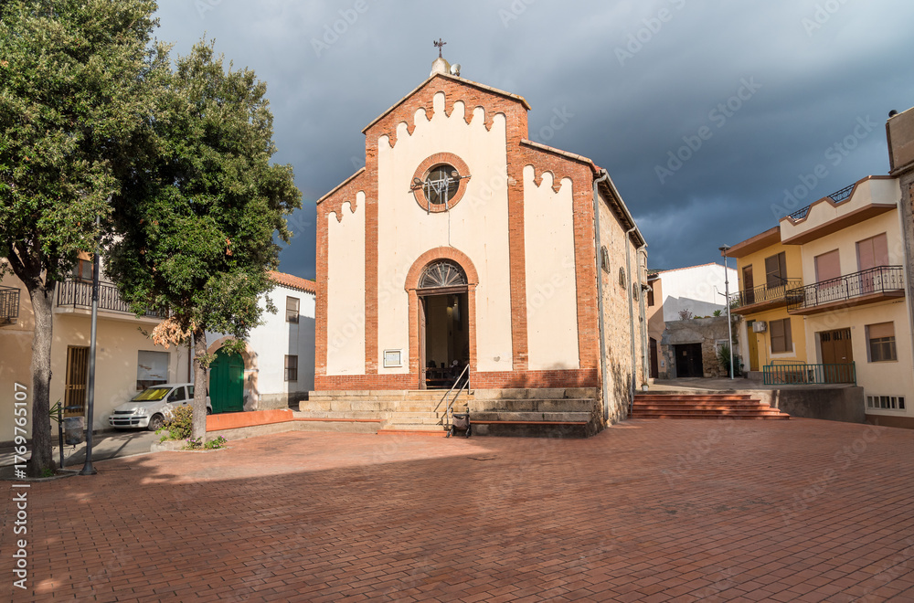 Fototapeta premium View of the Santa Maria de Orrea Church in San Vito village, Cagliari province, Sardinia, Italy