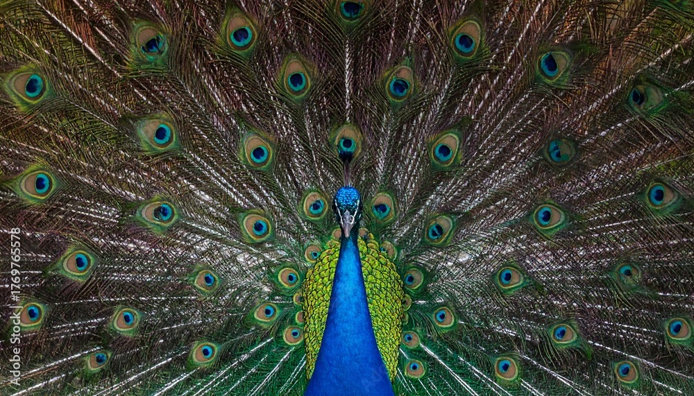 Fototapeta premium Vibrant Indian Peafowl Dancing in full glory