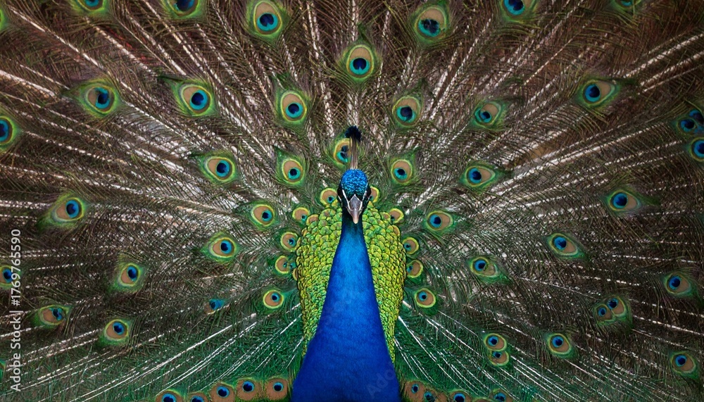 Fototapeta premium Vibrant Indian Peafowl Dancing in full glory