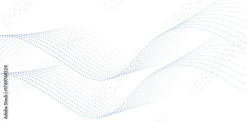 Fluid Waves and Curves in an Abstract Vector Line. Vector in concept of AI technology, science, music, modern. abstract background featuring digital waves with glowing dots. 
