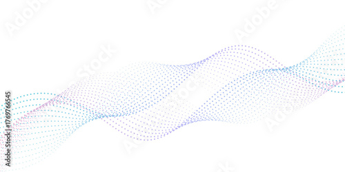 Fluid Waves and Curves in an Abstract Vector Line. Vector in concept of AI technology, science, music, modern. abstract background featuring digital waves with glowing dots. 
