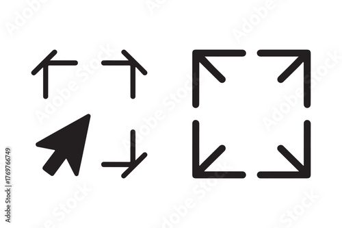 Collection of arrow icons and a cursor for navigation and expansion
