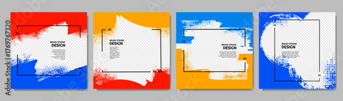 Vector illustration. Grunge overlay. Backgrounds set. Hand drawn grungy abstract overlay with frame. Ink brush strokes mess. Design for web banner, social media template, catalog. Frame for photo