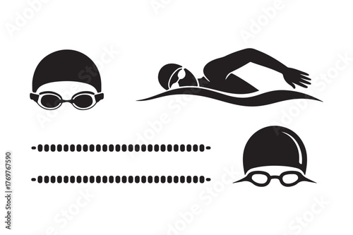 Swimming icons and graphics for sports and recreation