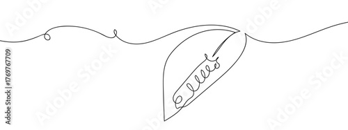 Caterpillar on a leaf, one continuous line, minimalist style, vector. Single continuous line art style stroke can be edited.
