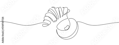 Croissant and donut bakery one continuous line minimalist style vector Single continuous line art style stroke can be edited.