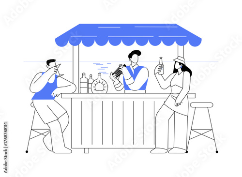 Beach bar isolated cartoon vector illustrations.