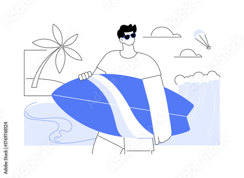 Skimboarding isolated cartoon vector illustrations.