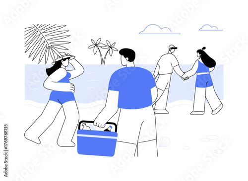 Walking at the beach isolated cartoon vector illustrations.