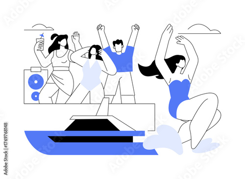 Yacht party isolated cartoon vector illustrations.