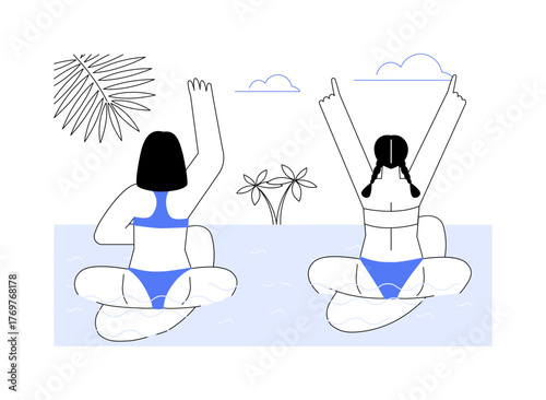 Warm water surfing isolated cartoon vector illustrations.