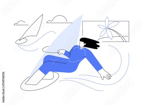 Windsurfing fun isolated cartoon vector illustrations.