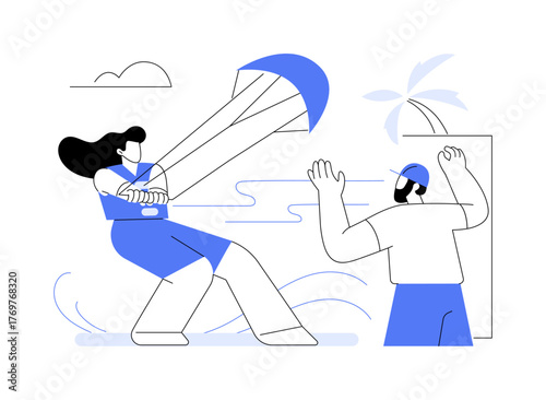 Kitesurfing instructor isolated cartoon vector illustrations.