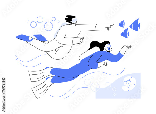 Open water diving course isolated cartoon vector illustrations.