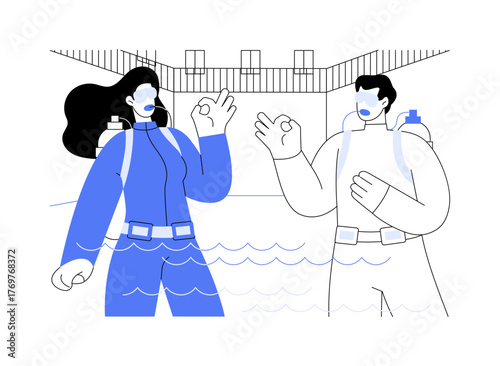 Diving pool training isolated cartoon vector illustrations.