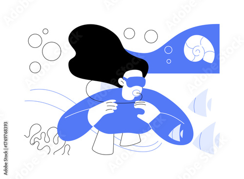 Scuba diving isolated cartoon vector illustrations.