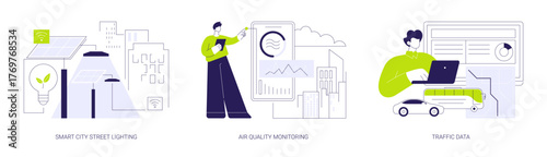IoT city solutions isolated cartoon vector illustrations se