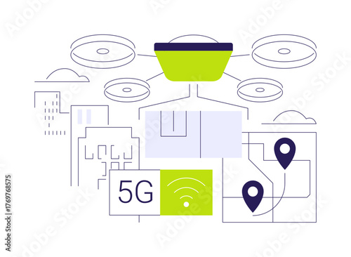 5G drones isolated cartoon vector illustrations.