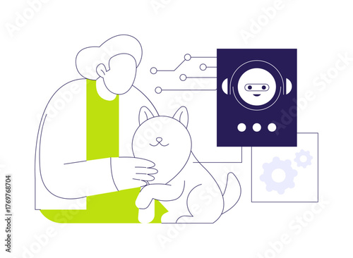 Therapeutic robot isolated cartoon vector illustrations.