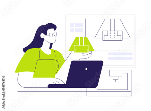 3D printing model isolated cartoon vector illustrations.