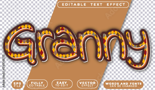  Granny Grandmother Elderly Family Caring Love Editable Vector Text File