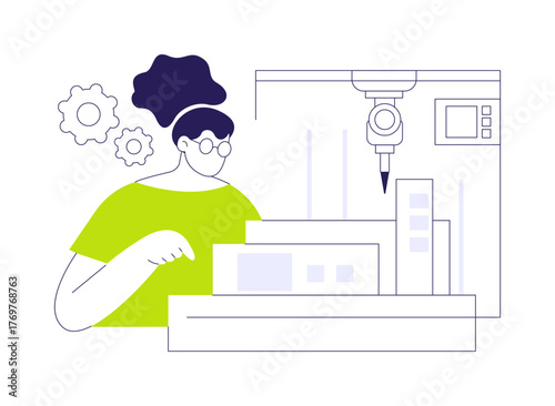3D printing in architecture isolated cartoon vector illustrations.