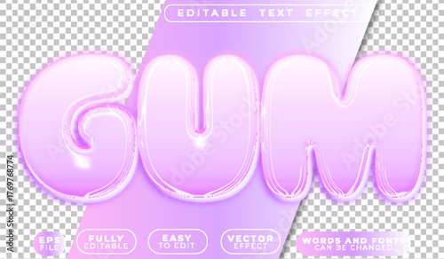  Gum Chewing Bubble Sweet Candy Flavor Editable Vector Text File