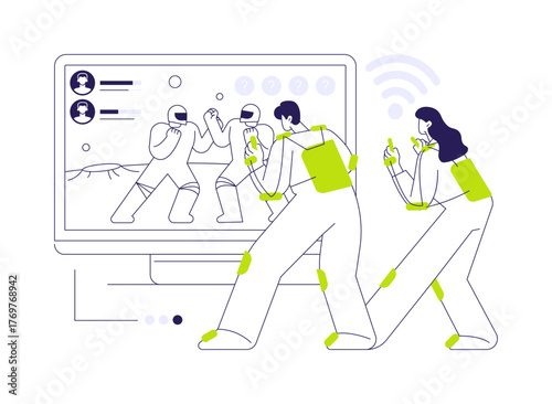 Immersive entertainment abstract concept vector illustration.