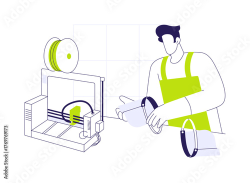 3D printed face shields abstract concept vector illustration.