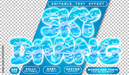  Skydiving Parachute Jump Air Thrill Adventure Editable Vector Text File