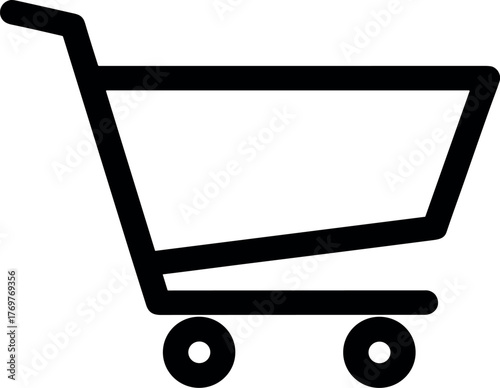 Shopping Cart Icon A Simple Black Outline on a White Background for E-commerce and Retail