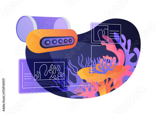 AI-Driven Coral Reef Health Analysis abstract concept vector illustration.