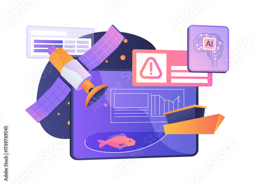 AI-Optimized Illegal Fishing Detection abstract concept vector illustration.