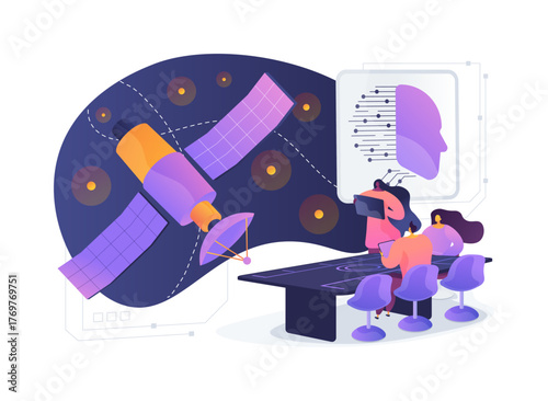 AI-Driven Satellite Constellation Maintenance abstract concept vector illustration.