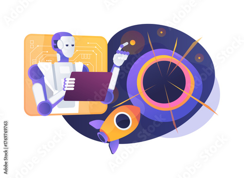 AI-Assisted Deep Space Anomaly Detection abstract concept vector illustration.
