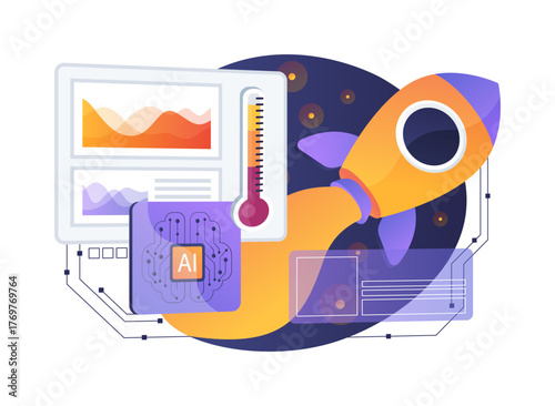 AI-Optimized Spacecraft Thermal Control abstract concept vector illustration.