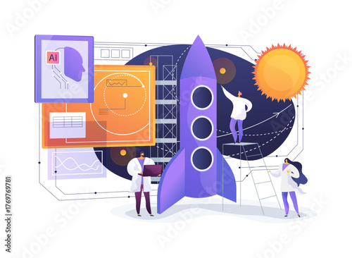 AI-Guided Launch Window Forecasting abstract concept vector illustration.