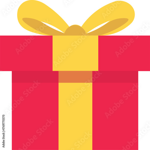 pink gift box yellow ribbon bow illustration present wrapped package birthday celebration festive surprise decoration