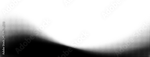 Halftone border website. Drop separator effect. Wave black gradient dot divider. Pixel graphic frame. Half tone png illustration