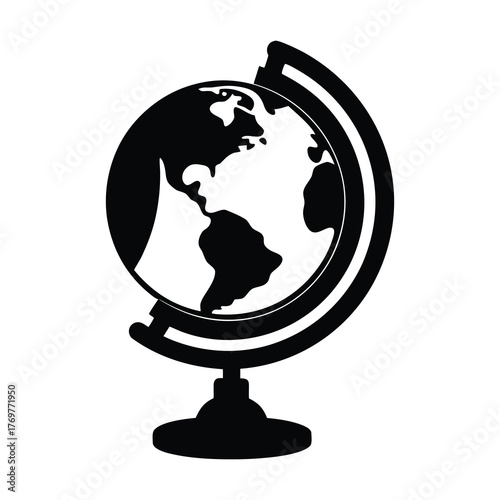 Enigmatic Black Silhouette of a Globe Earth Symbol Black and White.eps