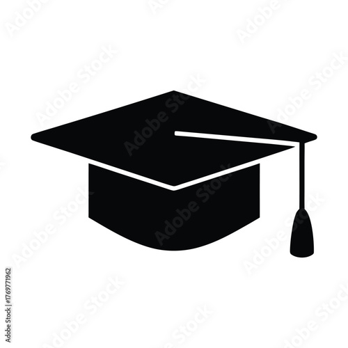 Enigmatic Black Silhouette of a graduation cap icon.eps