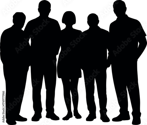 Group of people silhouettes standing together business team work concept