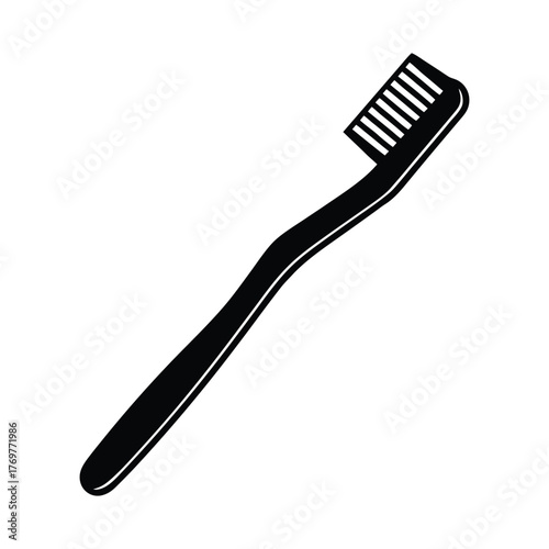 Black Silhouette Toothbrush Vector Illustration.eps