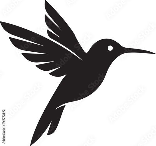 Silhouette of a delicate hummingbird in flight capturing the essence of nature's aerial acrobatics with grace and precision