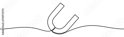 Magnet sign, minimalist ecological and environmental concept symbol, continuous line design, isolated on transparent background, vector illustration