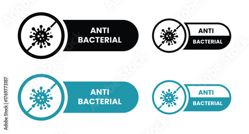 Antibacterial formula stamp, Vector isolated sign for antiseptic cosmetics and medical pharmaceutical products. Antibacterial sign, logo, badge, icon, sticker, label, emblem, stamp, symbol.