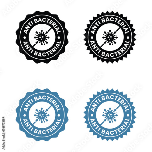 Antibacterial formula stamp, Vector isolated sign for antiseptic cosmetics and medical pharmaceutical products. Antibacterial sign, logo, badge, icon, sticker, label, emblem, stamp, symbol.